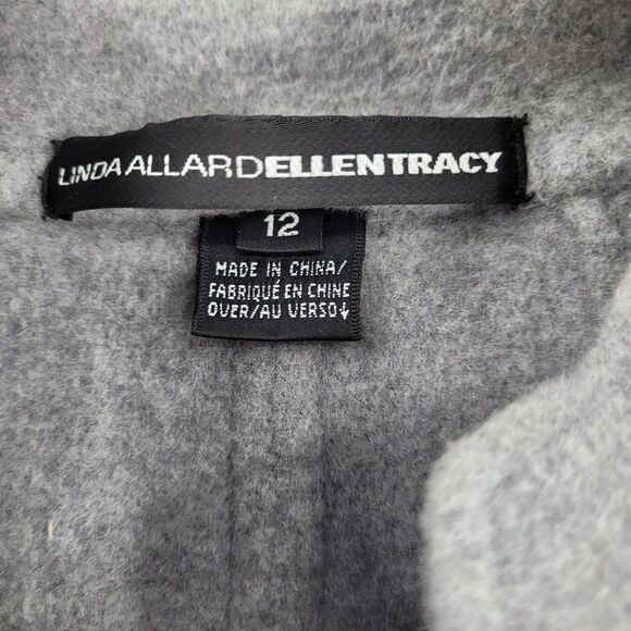 Linda Allard Ellen Tracy Blazer Wool Angora Military Band 3 Button Gray Sz 12 - Picture 10 of 11